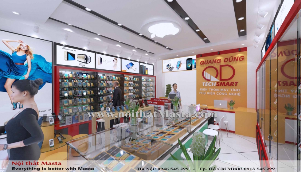 thiet ke shop ban dien thoại 30m2